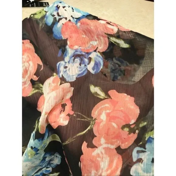 ELLE Sheer Floral Print Blouse Sz XS NWT - Picture 8 of 8